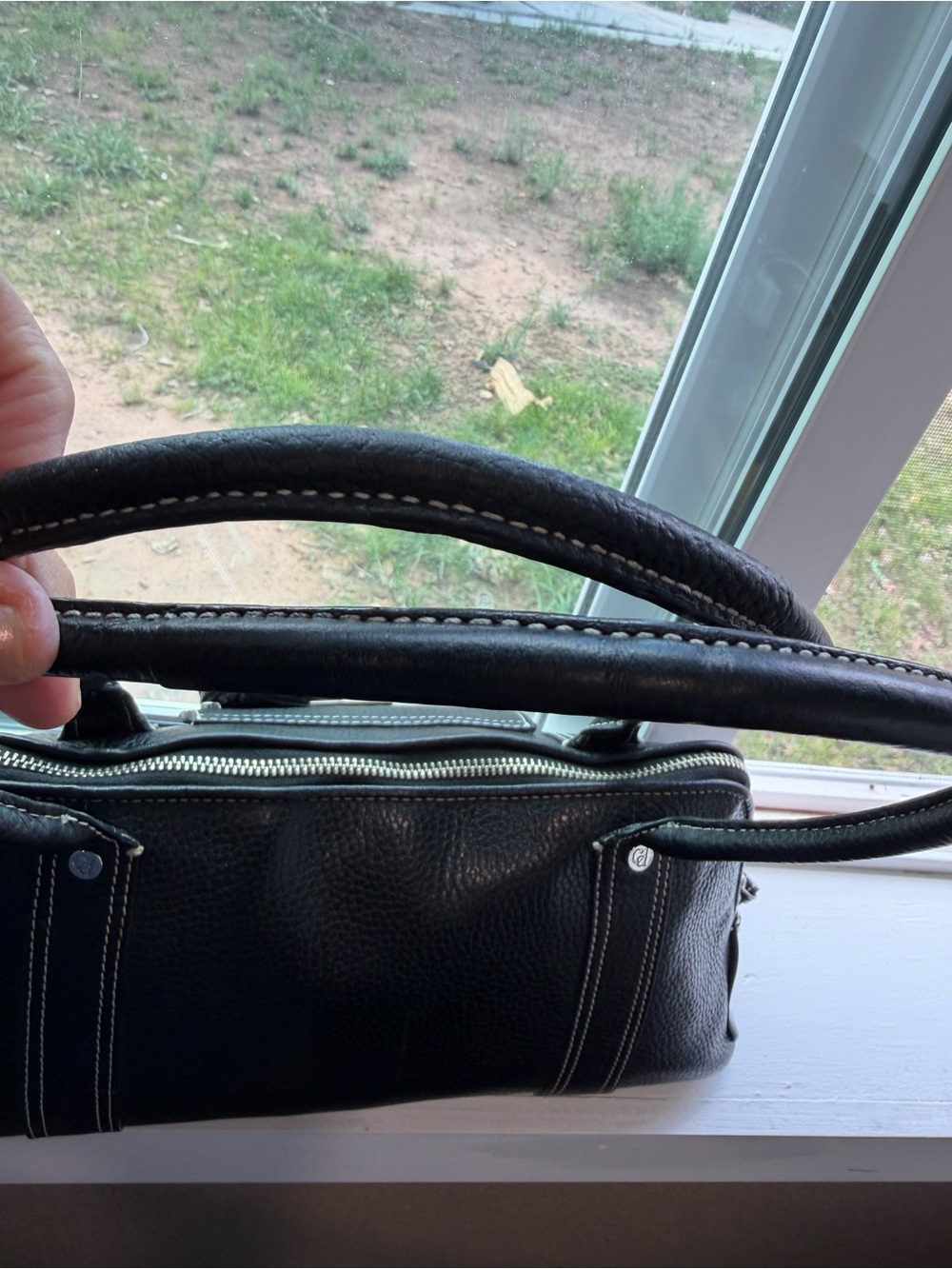 Charles David Black Leather Shoulder Satchel with Tassel - Picture 3 of 5